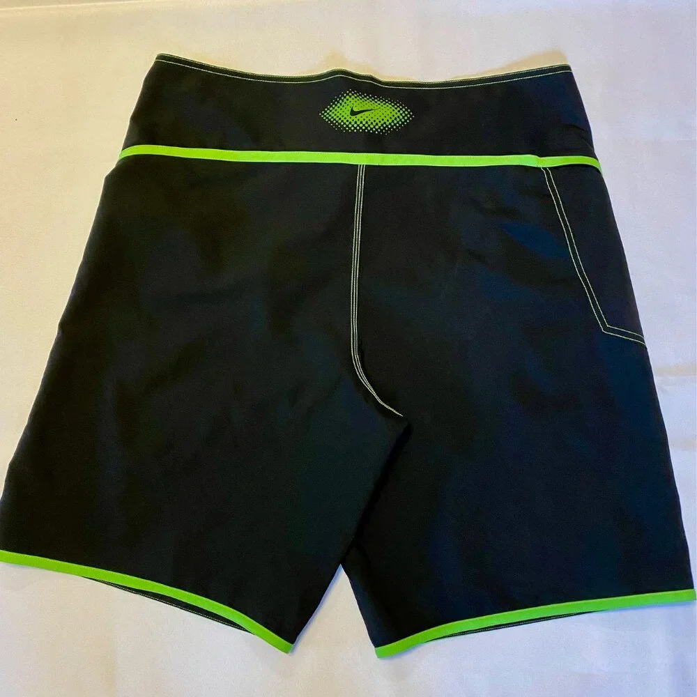 Nike Board Shorts Black and Green Lace Front Side Zip Pocket Men's 36